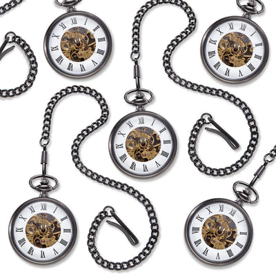 Personalized "Gears" Gunmetal Pocket Watch - Set of 5 -  - JDS