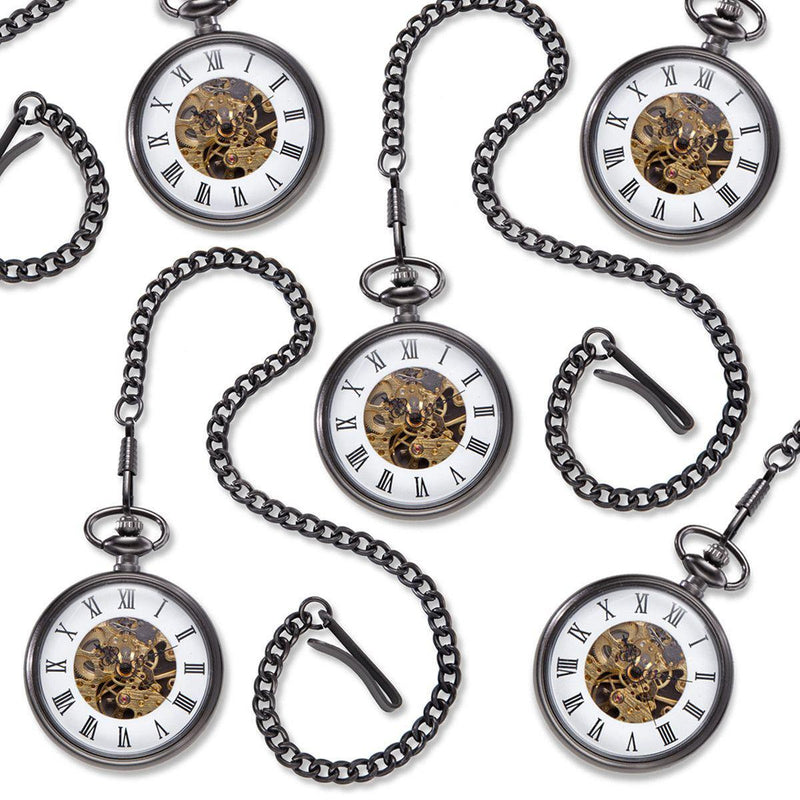Personalized "Gears" Gunmetal Pocket Watch - Set of 5 -  - JDS