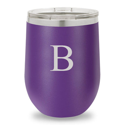 Personalized 12 oz. Insulated Wine Tumbler - Purple - Single Initial - JDS