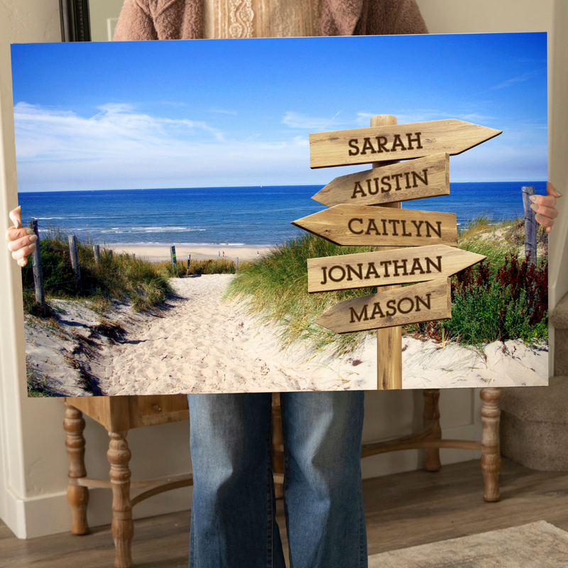 Personalized Sandy Beach Canvas Print with Family Names -  - JDS