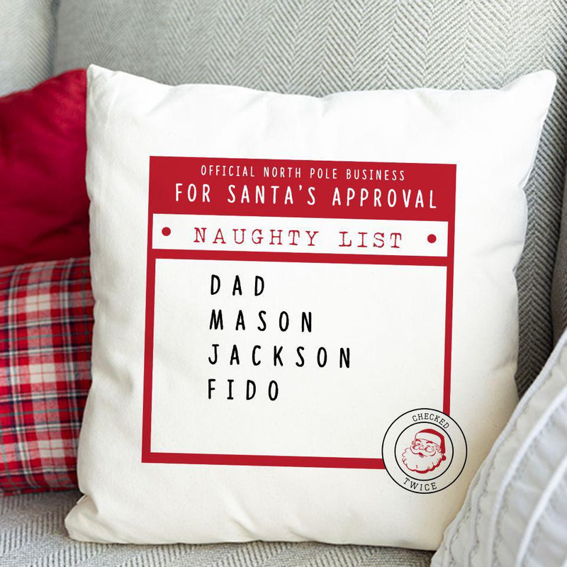 Santa’s Nice or Naughty List Personalized Throw Pillow Covers -  - Wingpress Designs