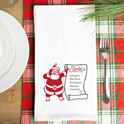 Santa’s Nice or Naughty List Personalized Tea Towels -  - Qualtry