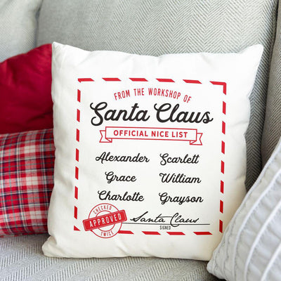 Santa’s Nice or Naughty List Personalized Throw Pillow Covers -  - Wingpress Designs