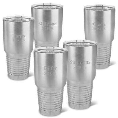 Set of 5 Personalized 30 oz. Stainless Insulated Tumblers - 2Lines - JDS