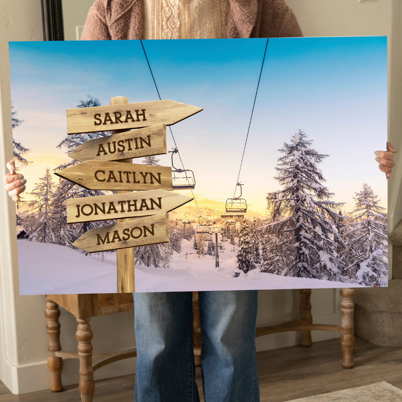 Personalized Ski Lift Canvas Print with Family Names -  - JDS
