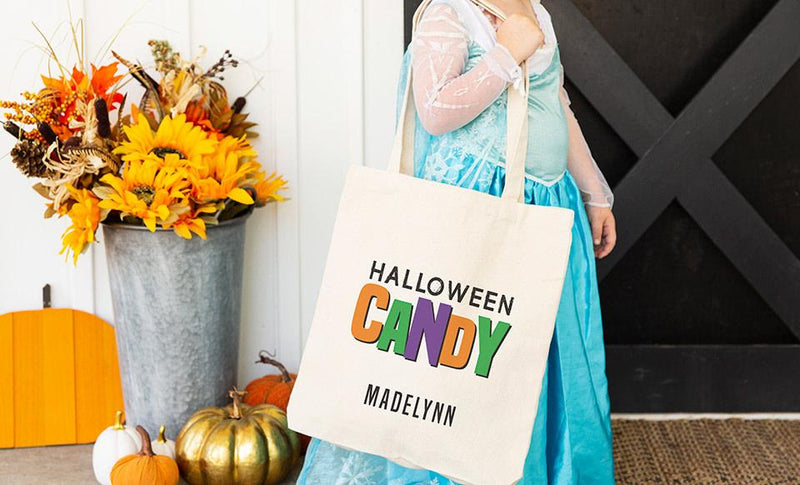 Personalized Kids Halloween Tote Bags -