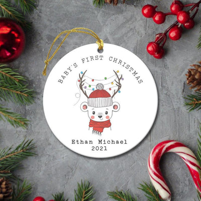 Personalized Christmas Round Ceramic Ornament -  - JDS