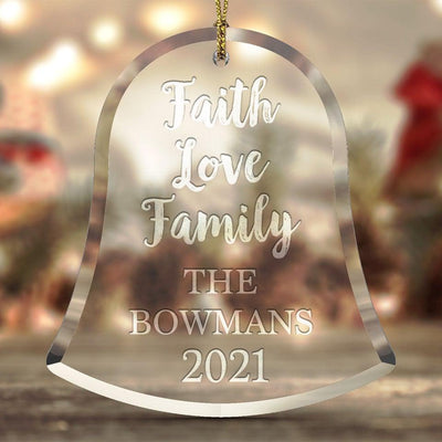 Personalized Christmas Beveled Glass Ornament - Bell Shape -  - JDS