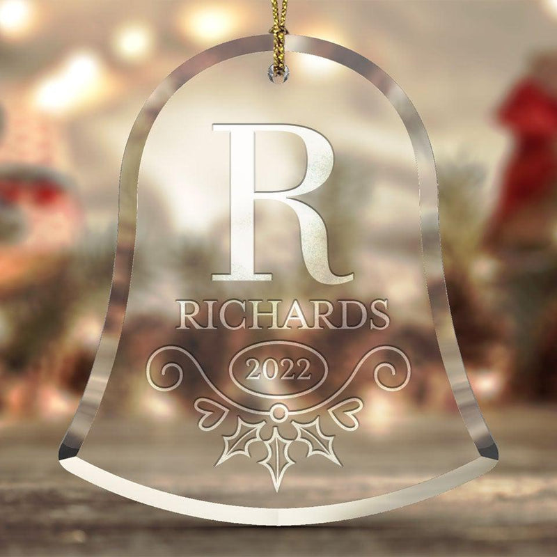 Personalized Christmas Beveled Glass Ornament - Bell Shape -  - JDS