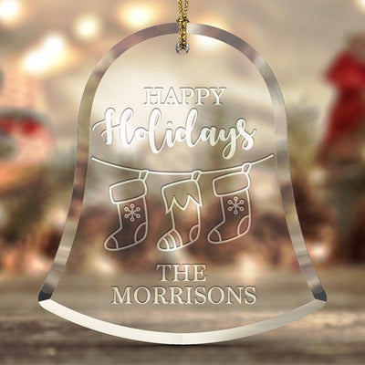 Personalized Christmas Beveled Glass Ornament - Bell Shape -  - JDS