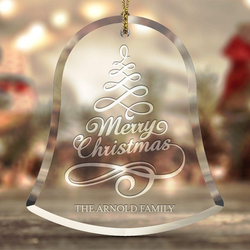 Personalized Christmas Beveled Glass Ornament - Bell Shape -  - JDS