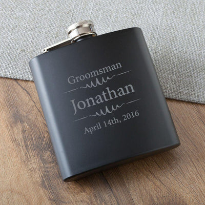 Groomsmen Matte Black Flask -  - Completeful