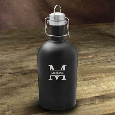 Personalized Matte Black Beer Growler - 64 oz. -  - JDS