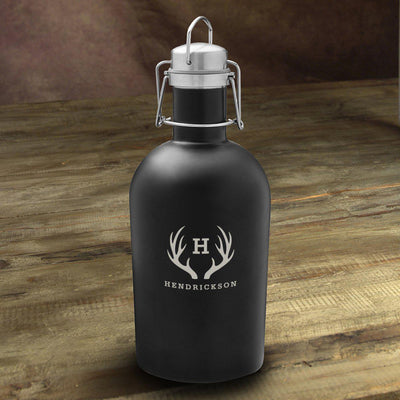 Personalized Matte Black Beer Growler - 64 oz. -  - JDS