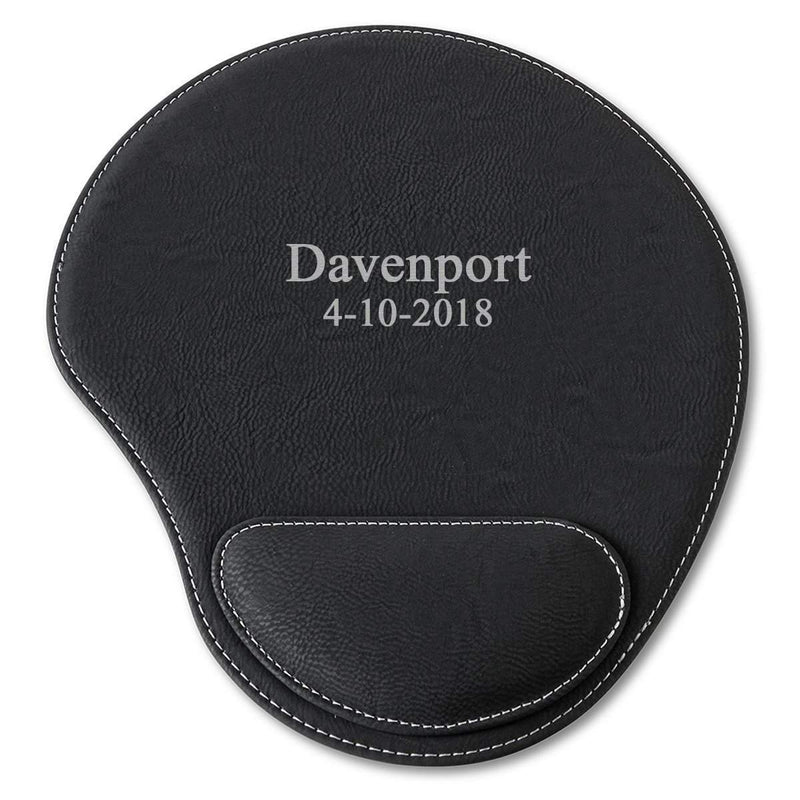 Personalized Black Vegan Leather Mouse Pad -  - JDS