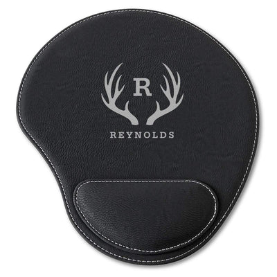 Personalized Black Vegan Leather Mouse Pad -  - JDS