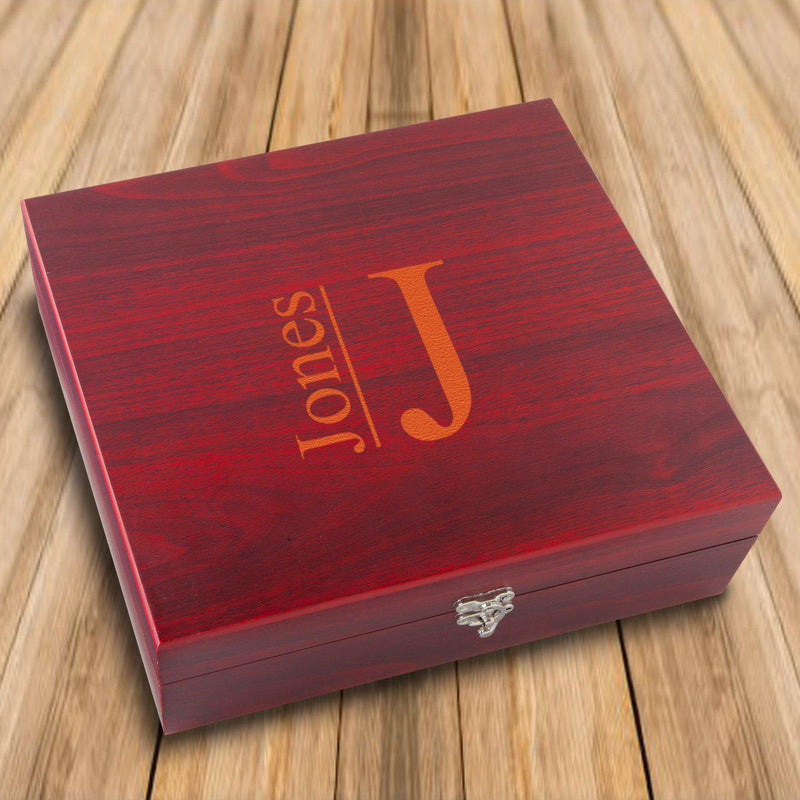 Personalized Rosewood Martini Gift Set Box -