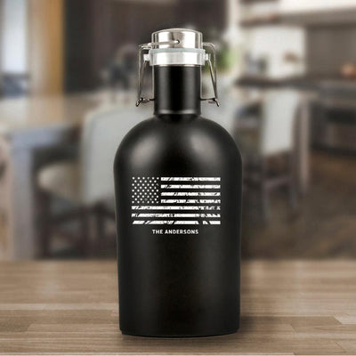 Personalized Patriotic Black Beer Growler 64oz. -  - JDS