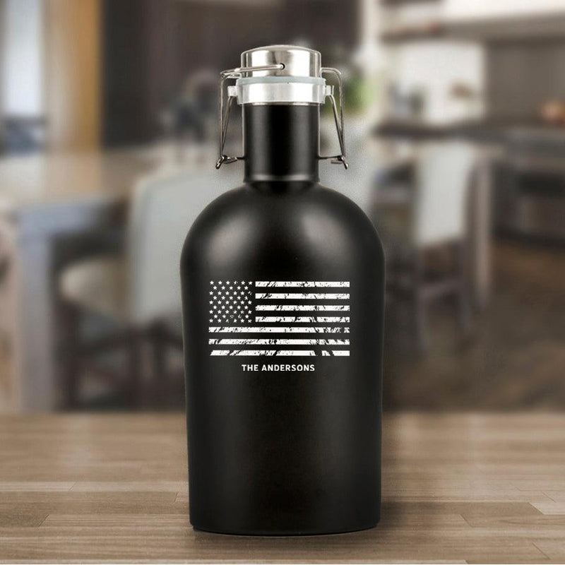 Personalized Patriotic Black Beer Growler 64oz. -  - JDS