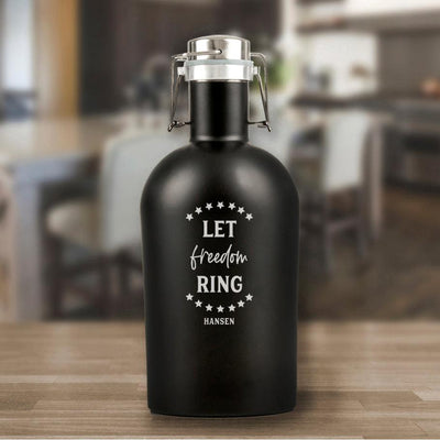Personalized Patriotic Black Beer Growler 64oz. -  - JDS