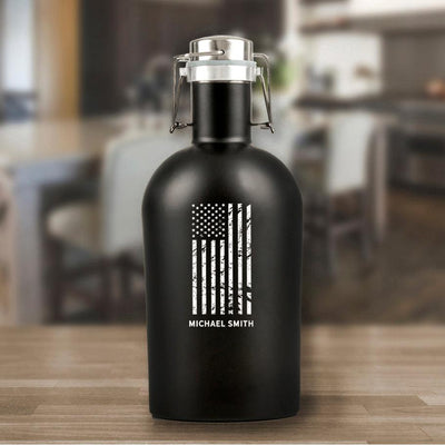Personalized Patriotic Black Beer Growler 64oz. -  - JDS