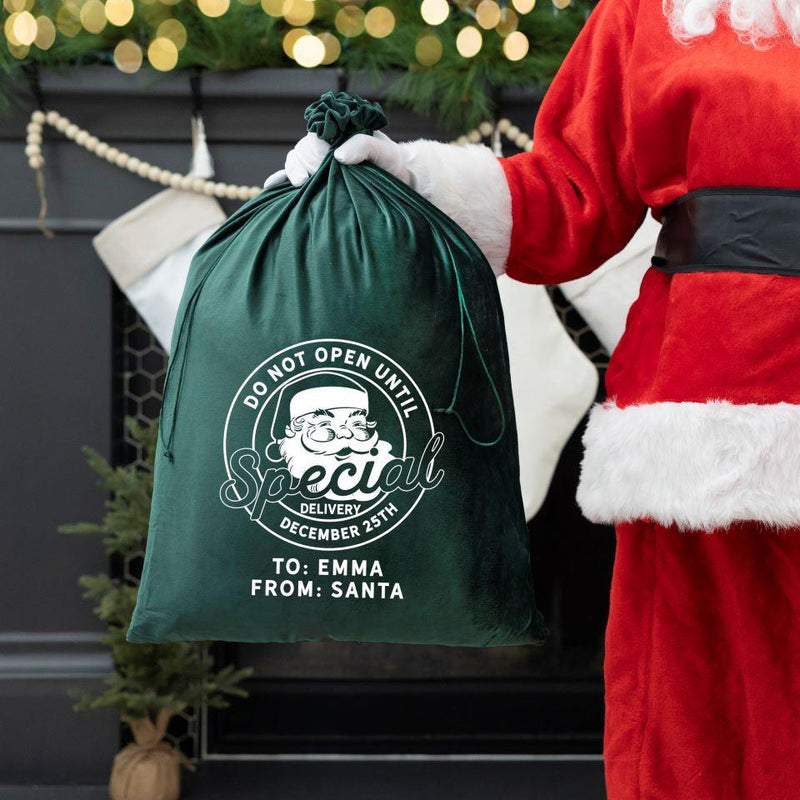 Personalized Christmas Velvet Santa Bags -  - Qualtry