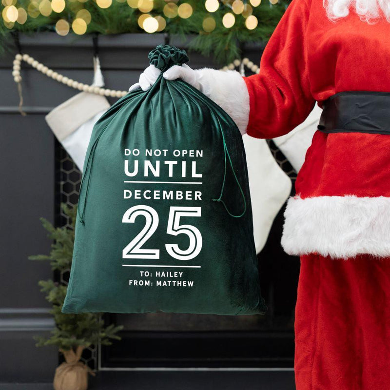 Personalized Christmas Velvet Santa Bags -  - Qualtry