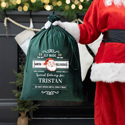 Personalized Christmas Velvet Santa Bags -  - Qualtry