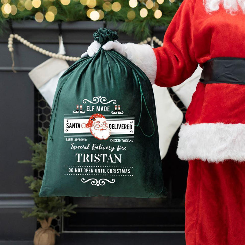 Personalized Christmas Velvet Santa Bags -  - Qualtry