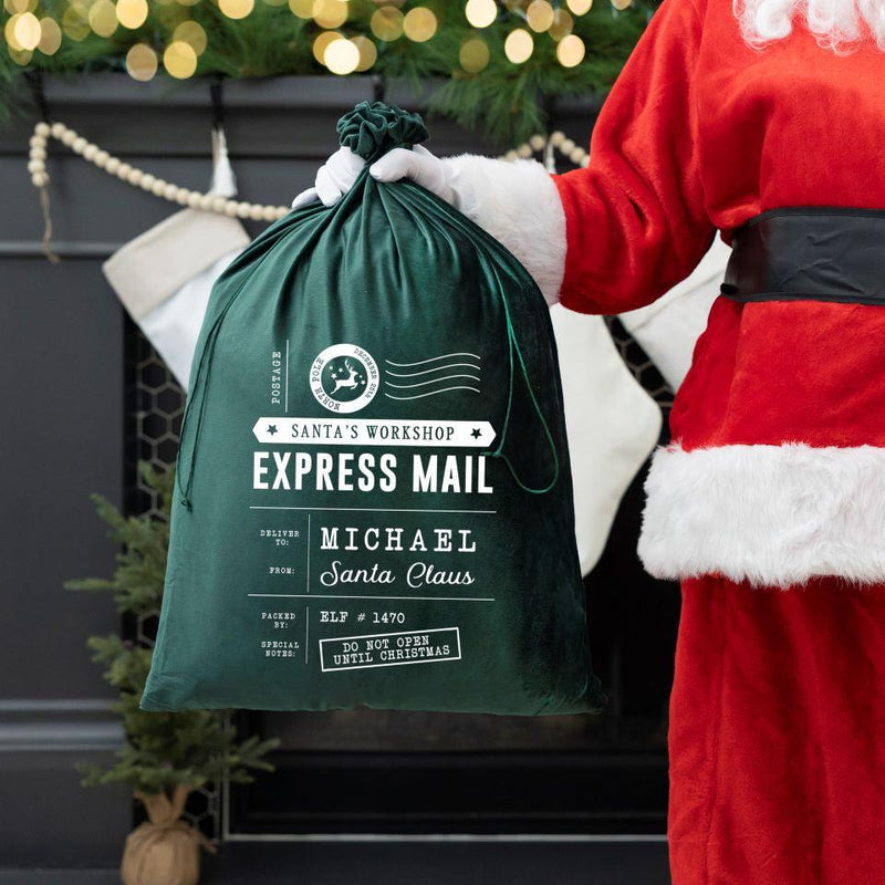Personalized Christmas Velvet Santa Bags -  - Qualtry