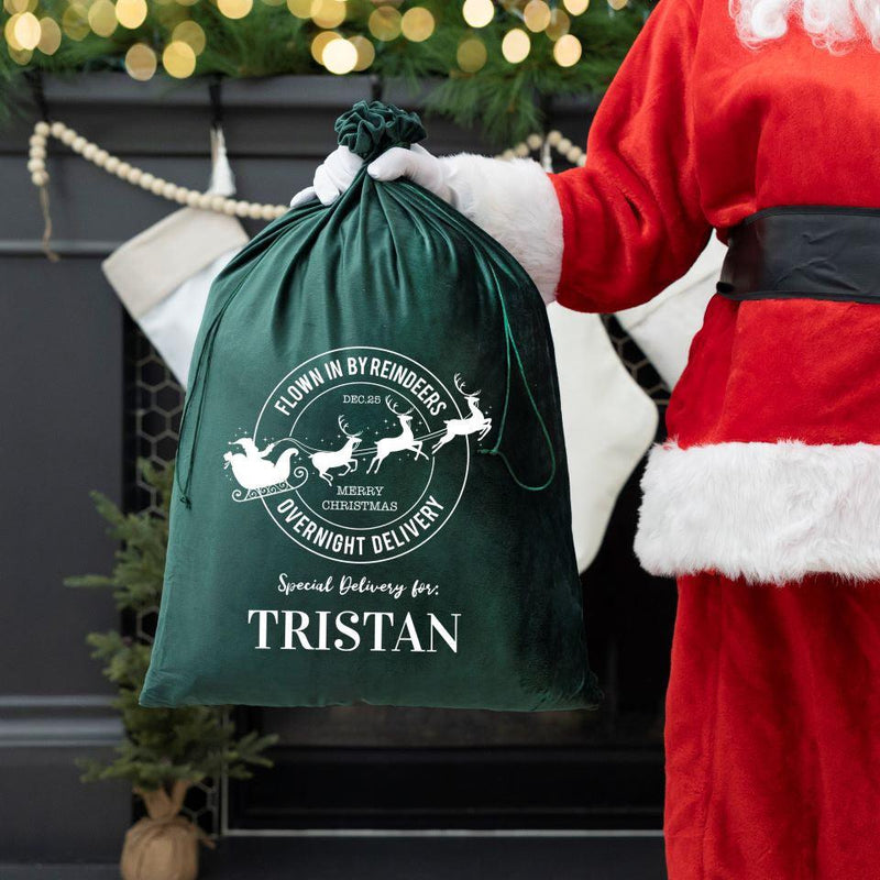 Personalized Christmas Velvet Santa Bags -  - Qualtry