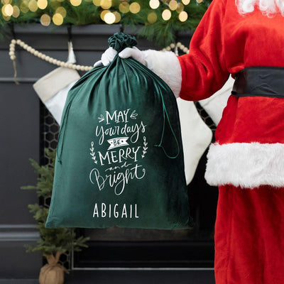 Personalized Christmas Velvet Santa Bags -  - Qualtry