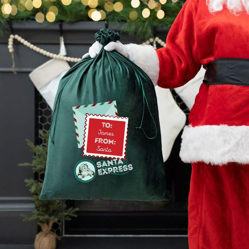 Personalized Christmas Velvet Santa Bags -  - Qualtry