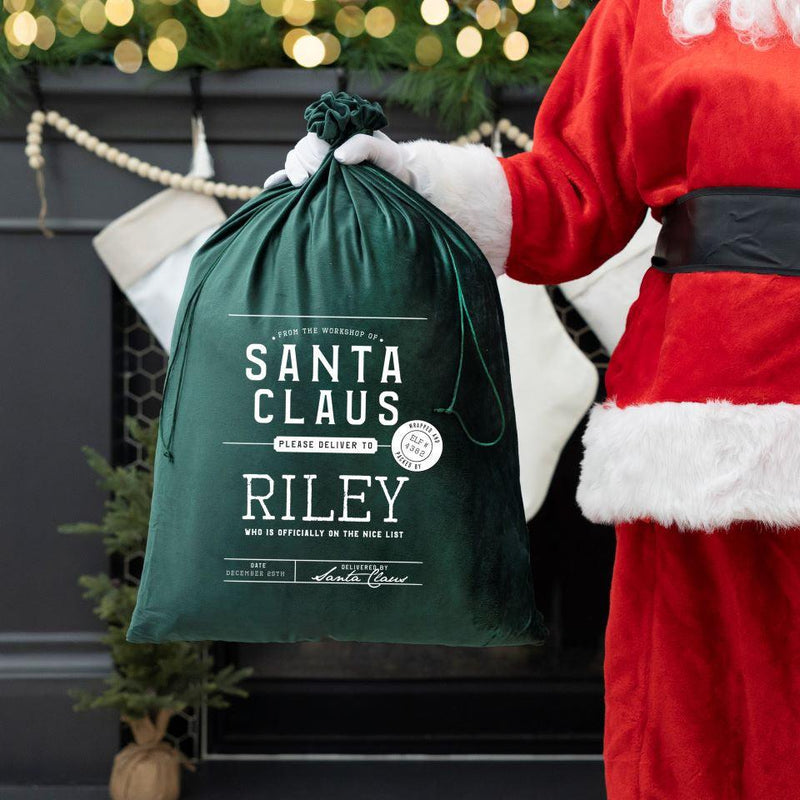 Personalized Christmas Velvet Santa Bags -  - Qualtry