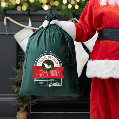 Personalized Christmas Velvet Santa Bags -  - Qualtry