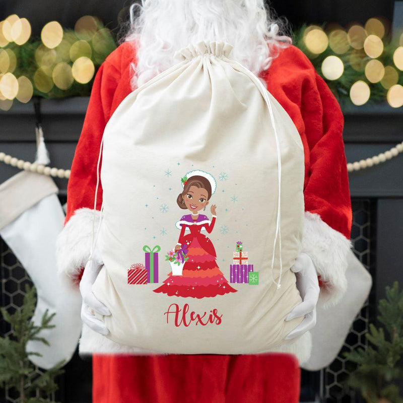 Personalized Princess Velvet Santa Bags -  - Qualtry