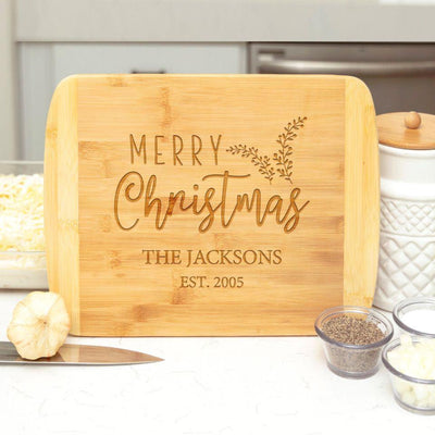 Personalized Holiday Bamboo Cutting Boards - Rounded Edge -  - Completeful