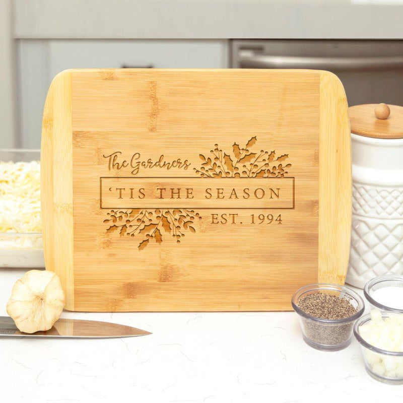 Personalized Holiday Bamboo Cutting Boards - Rounded Edge -  - Qualtry