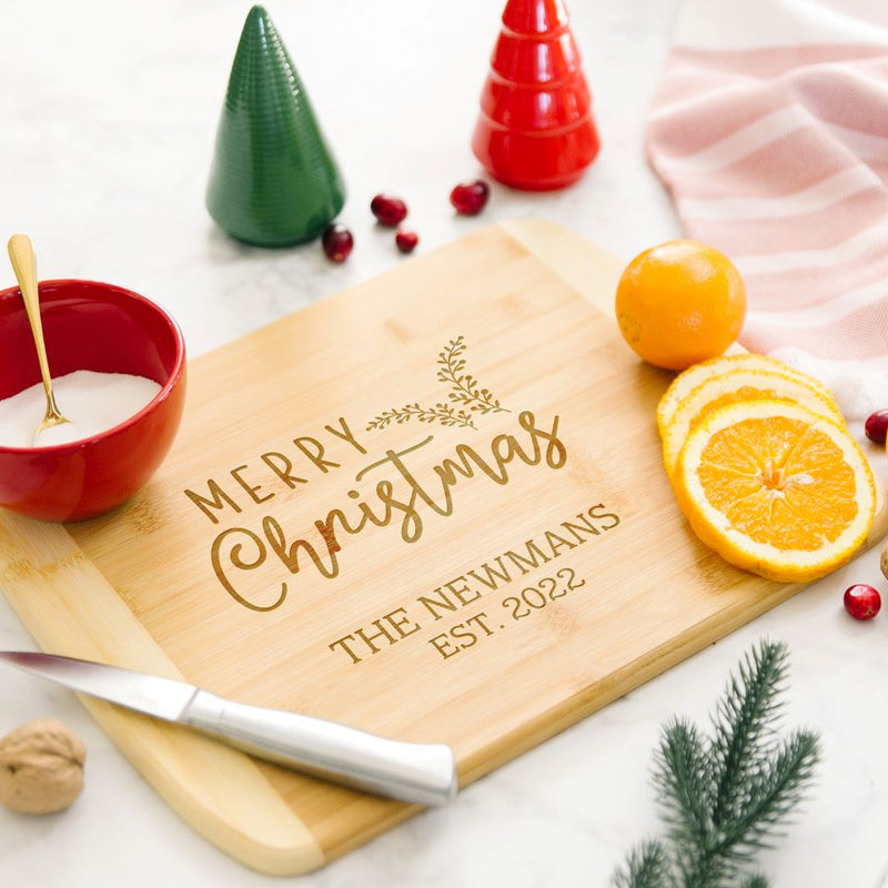 Personalized Holiday Bamboo Cutting Boards - Rounded Edge -  - Completeful