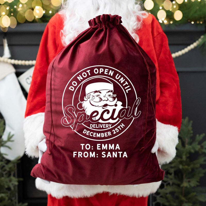 Personalized Christmas Velvet Santa Bags -  - Qualtry
