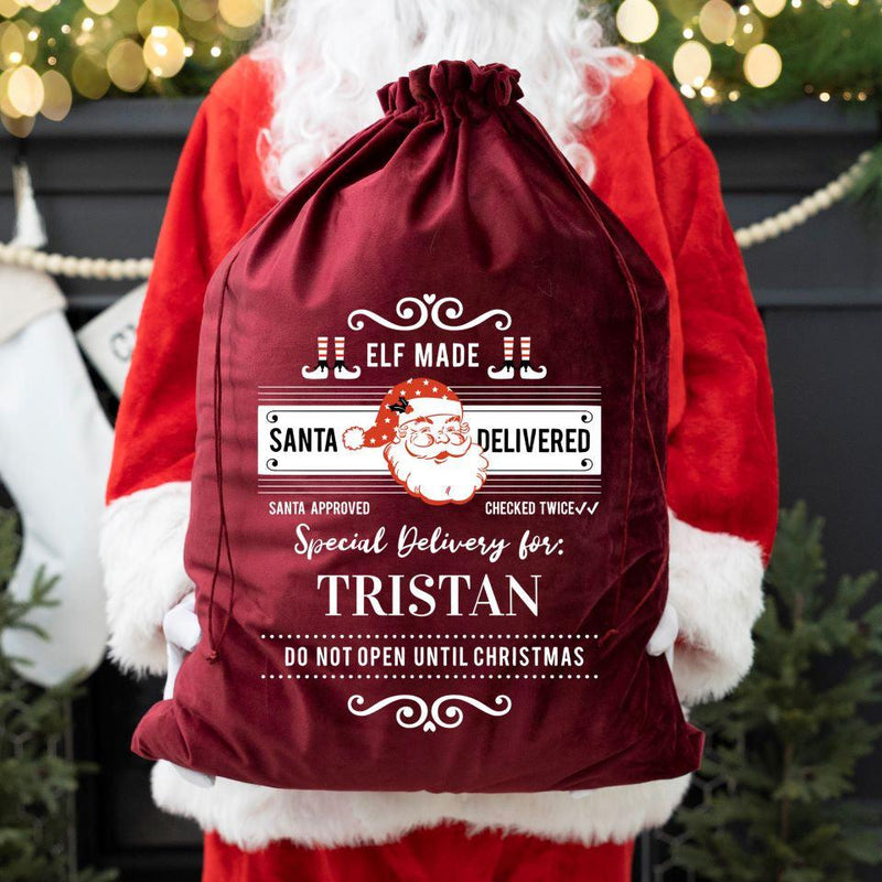 Personalized Christmas Velvet Santa Bags -  - Qualtry