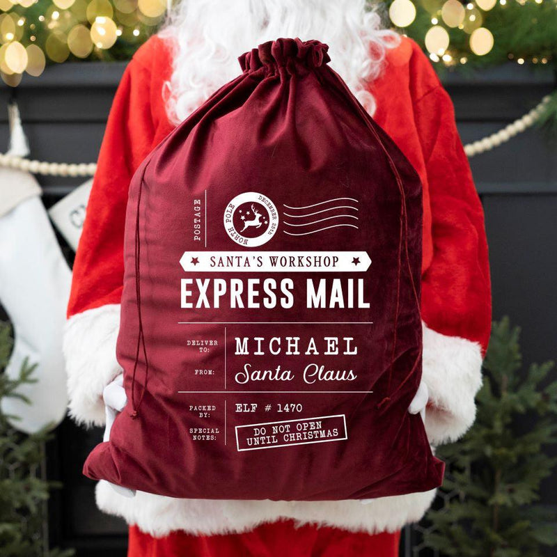 Personalized Christmas Velvet Santa Bags -  - Qualtry