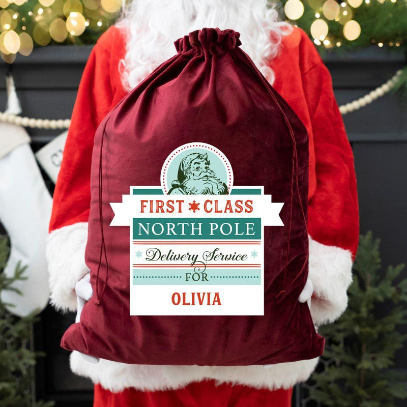 Personalized Christmas Velvet Santa Bags -  - Qualtry