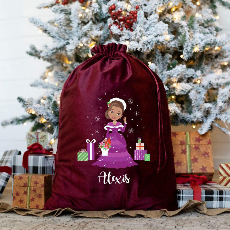 Personalized Princess Velvet Santa Bags -  - Qualtry