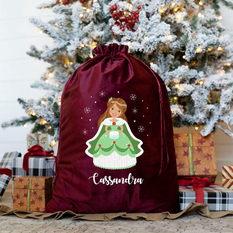 Personalized Princess Velvet Santa Bags -  - Qualtry