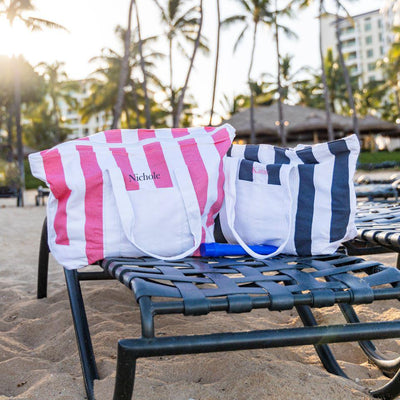 Personalized Beach Tote Bags - Candy Striped -  - JDS