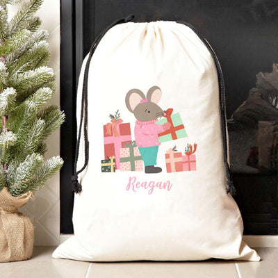 Personalized Girls Jumbo Santa Gift Bags -  - Qualtry