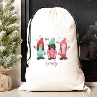 Personalized Girls Jumbo Santa Gift Bags - - Wingpress Designs