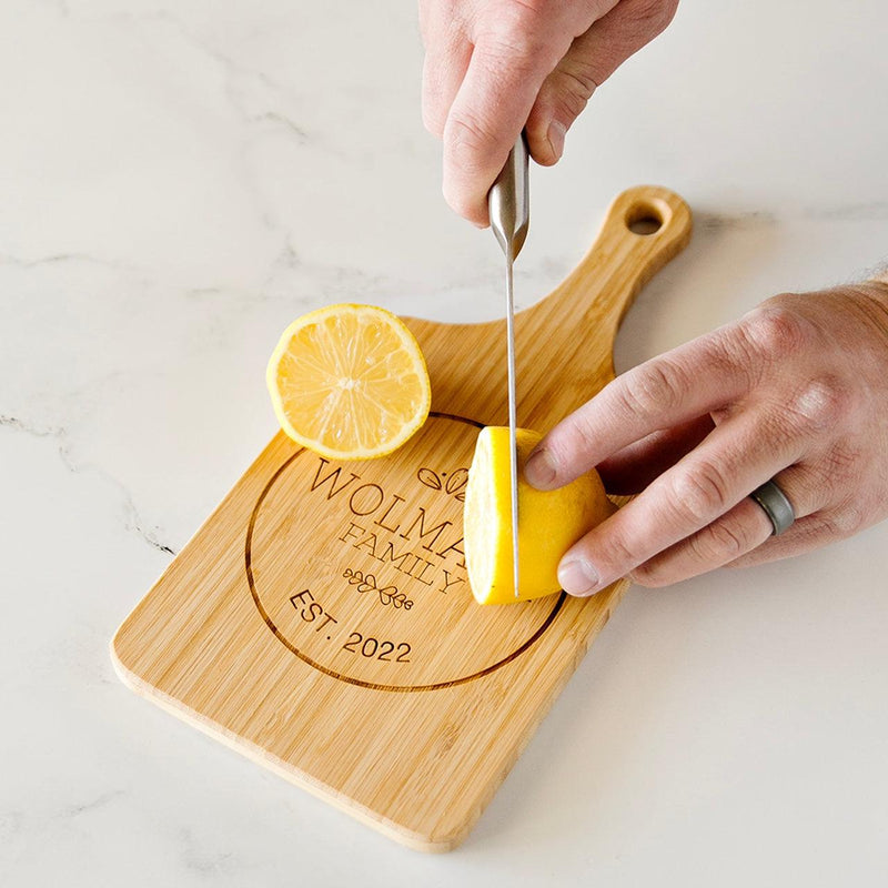 Personalized Handled Bamboo Serving Boards (Modern Collection)- Small -