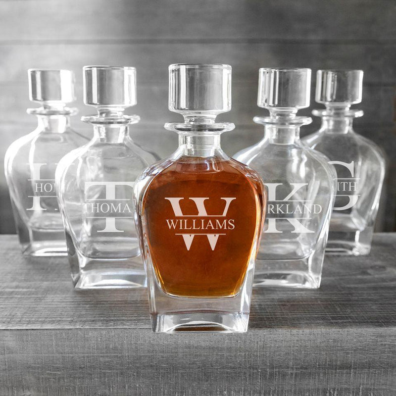 Set of 5 Groomsmen Personalized Antique Whiskey Decanters - Stamped - JDS